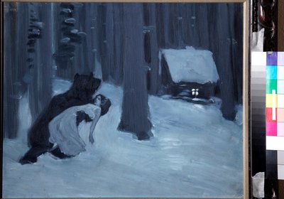 ""Le reve de Tatiana"" (Tatjanan unelma) Illustration pour ""Eugene Oneguine"" roman d