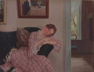 Nukkuva nainen pinkissä tekijältä Konstantin Andreevic Somov