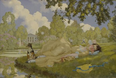 Nukkuva nainen puistossa, 1922 tekijältä Konstantin Andreevic Somov