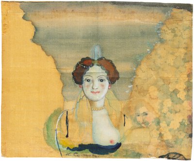Nuori nainen puutarhan takana. tekijältä Konstantin Andreyevich Somov