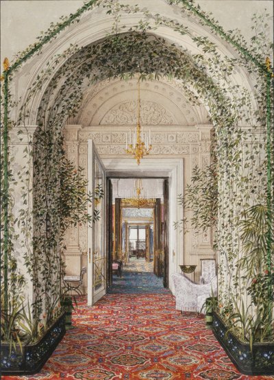 Talvipalatsin sisätilat. Pieni talvipuutarha Aleksandra Fjodorovnan asunnoissa, 1800-luvun puolivälissä. tekijältä Konstantin Andreyevich Ukhtomsky