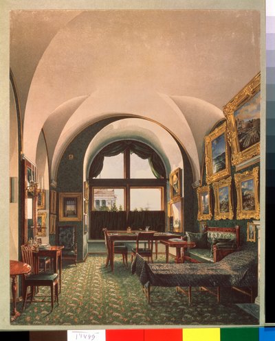 Keisari Nikolai I:n pieni työhuone Talvipalatsissa Pietarissa - Teos Konstantin Andrejevitš Ukhtomsky (Konstantin Oukhtomsky) (1818 -1881), vesi tekijältä Konstantin Andreyevich Ukhtomsky