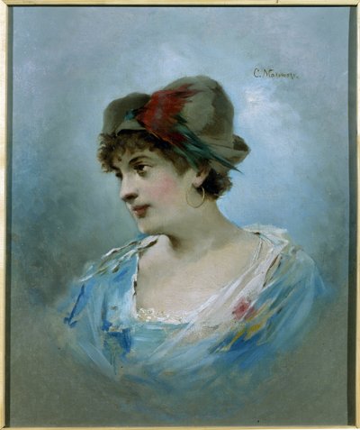Balerina Marie Petipan (1857-1930) muotokuva (Balettitanssija Marie Petitpan muotokuva). Maalaus Konstantin Jegorovich Makovski (Constantin Makovsky) (1839-1915), öljy kankaalle, noin 1900. 1900-luvun venäläistä taidetta. Valtion teatteri- ja museomuseo tekijältä Konstantin Egorovich Makovsky