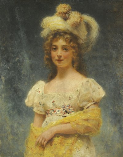 Muotokuva naisesta keltaisessa huivissa tekijältä Konstantin Egorovich Makovsky