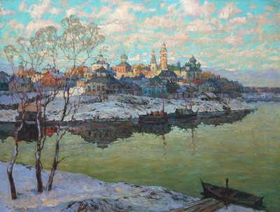 Early Spring, A City at the River, 1916. tekijältä Konstantin Ivanovich Gorbatov