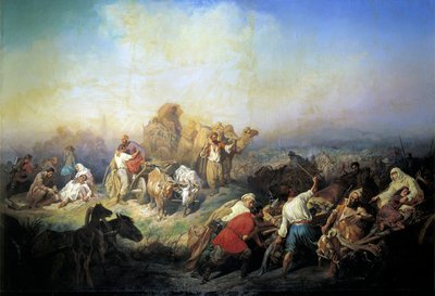 Sotatie Sevastopolin ja Simferopolin välillä Krimin sodan aikana, 1858. tekijältä Konstantin Nikolayevich Filippov