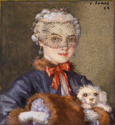 Nainen koiran kanssa, 1928 tekijältä Konstantin Somov