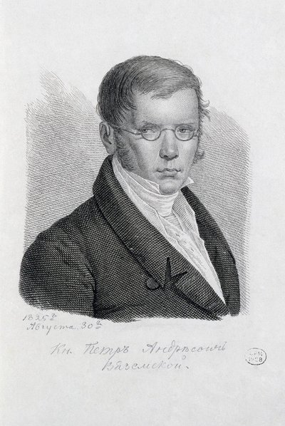 Runoilijaprinssi Pjotr Andrejevitš Vjazemskin muotokuva 1792-1878. tekijältä Konstantin Yakovlevich Afanasyev