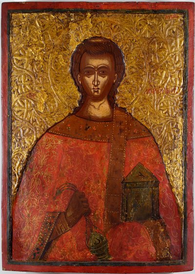 Saint Laurent (Saint Lawrence) - Konstantinos Adrianoupolitisin ikoni (aktiivinen 1600-luku), tempera puulla tekijältä Konstantinos Adrianoupolitis