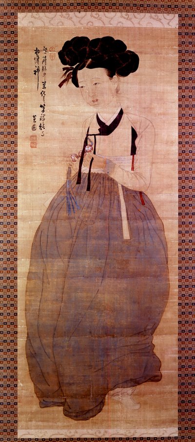 Art Coreen: Geishan muotokuva (korealainen tyttö geisha-asussa). Vedos vuodelta 1758. Yksityiskokoelma. tekijältä Korean School