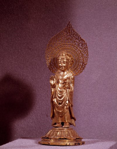 Art Coreen: Buddha Amitabhan esitys, kultainen patsas. Silla-aika. 7-8-luvulla. Korean kansallismuseo tekijältä Korean School