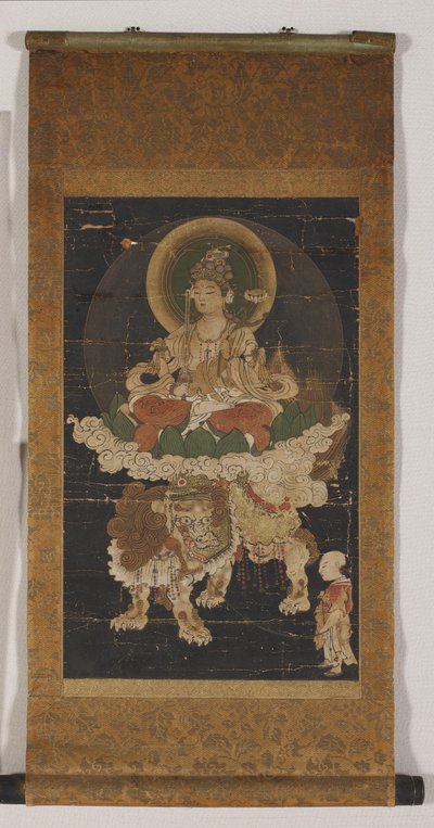 Manjushri (väri silkillä, asennettu riippuvaksi kääröksi) tekijältä Korean School