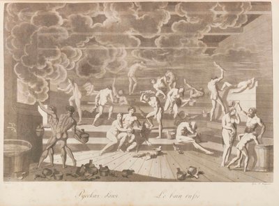 Venäläinen kylpylä. Venäjän kansat eli Charles de..., 1811-1812 kuvaus tapoista. tekijältä Korneev