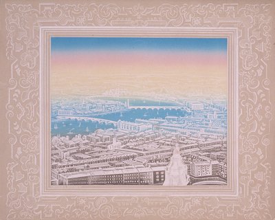 Ilmakuva Lontoosta, jossa näkyy Waterloo Bridge ja Blackfriars Bridge, c1845. tekijältä Kronheim and Co