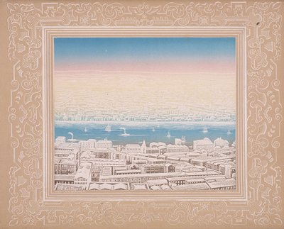 Ilmakuva Lontooseen koristeellisella reunuksella, c1845 tekijältä Kronheim and Co