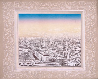 Ilmakuva Lontooseen koristeellisella reunuksella, c1845 tekijältä Kronheim and Co