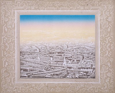 Ilmakuva Lontooseen koristeellisella reunuksella, c1845 tekijältä Kronheim and Co