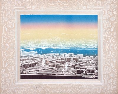 Ilmakuva Lontooseen koristeellisella reunuksella, c1845. tekijältä Kronheim and Co