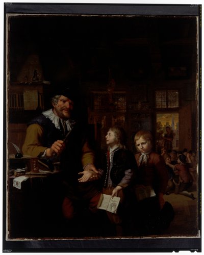 Koulumestari nuhtelee kahta poikaa tekijältä Krzyztof (1659 1729) Lubieniecki