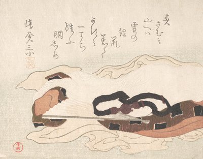 Vyö ja tuuletin kankaan päällä, 1800-luku. tekijältä Kubo Shunman