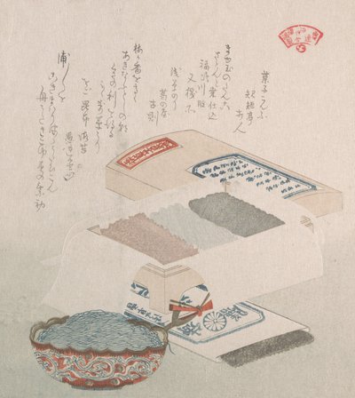 Merilevästä tehdyt kakut ja ruoka, 1800-luku. tekijältä Kubo Shunman