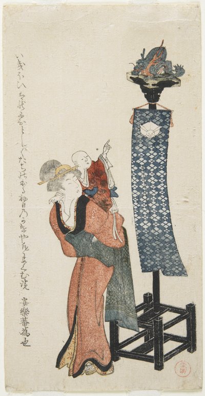 Äiti ja osoittava vauva, 1700-luvun loppu - 1800-luvun alku tekijältä Kubo Shunman