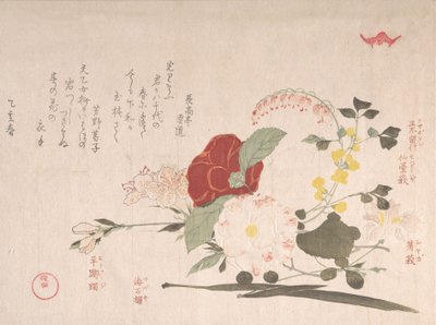 Spring Rain Collection Harusame shu, voi. 2: Leikkokukat: Clematis, Bussi..., 1815 Härän vuosi. tekijältä Kubo Shunman