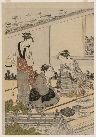 Naiset teehuoneessa, 1780-luvun loppu. tekijältä Kubo Shunman