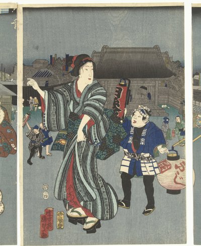 Temppelifestivaali tekijältä Kunisada (II) , Utagawa