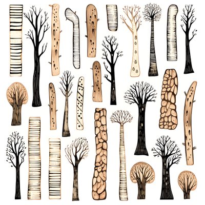 Puun runkoosat, boho clipart, boho-piirustuskuviot, boho-runko 2 tekijältä Kurt Heppke
