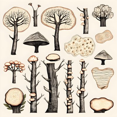 Puun runkoosat, boho clipart, boho-piirustuskuviot, boho-runko 3 tekijältä Kurt Heppke