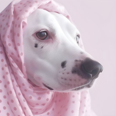 Kiehtova lähikuva sian vaaleanpunaisesta valkoisista eläinten dalmatialaispilkuista moiré-kuviossa 4 tekijältä Kurt Heppke