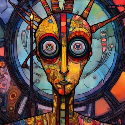 Carnival Cajun Swamp Mutant Sci-Fi Droid, Tim Burtonin ja Beksinski 4:n taiteelliseen tyyliin tekijältä Kurt Heppke