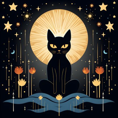 Kissa meditaatiossa istumassa lootuksen kukalla 1 tekijältä Kurt Heppke