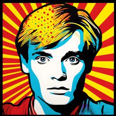 Pop Art muotokuva, puolivartalo, Värikäs, graafinen, Aamu, tyyliin Andy Warhol, Roy Lichtenstein, Robert Rauschenberg, Jasper Johns, Keith Haring 2 tekijältä Kurt Heppke
