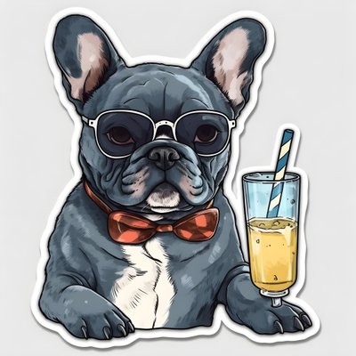 tarroja, viileitä ranskanbulldogeja, juomassa cocktailia 4 tekijältä Kurt Heppke