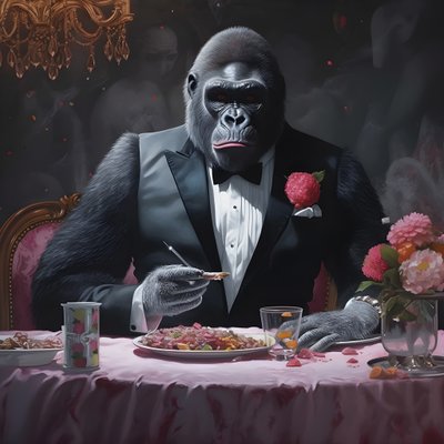 gorilla syömässä 4 tekijältä Kurt Heppke