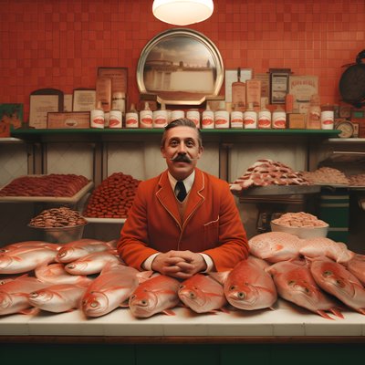 surrealistinen kuva puolalaisesta kalakauppiasta 1950-luvulta 3 tekijältä Kurt Heppke