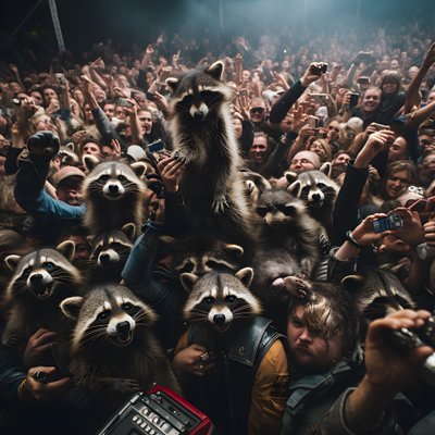 lauma täynnä pesukarhuja rock-esityksessä 4 tekijältä Kurt Heppke