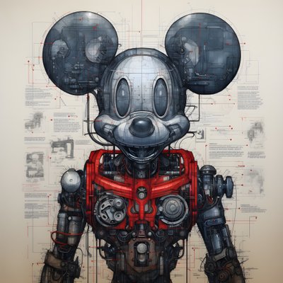 Cyberpunk Mikki Hiiri 1:n tekniset piirustukset tekijältä Kurt Heppke