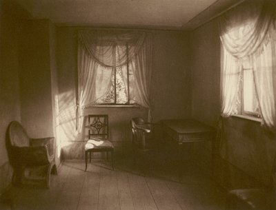 Weimar, ilta-auringonpaiste Goethen työhuoneessa puutarhatalossa; Weimar, Ilta-aurinko Goethen työhuoneessa kesämökissä (m/w kuva) tekijältä Kurt Hielscher