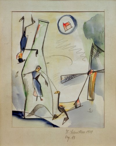Aq. 11 (kuva-nainen-hanhi) tekijältä Kurt Schwitters