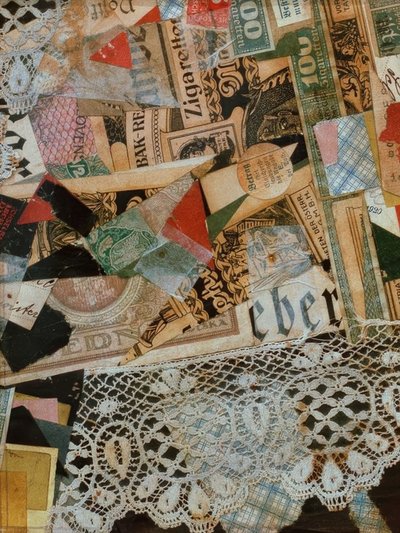 Merz-piirustus 297 keltainen tekijältä Kurt Schwitters