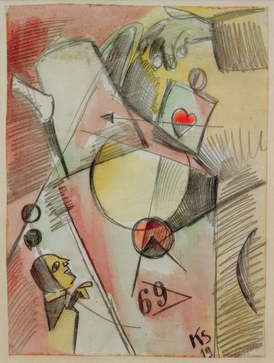 N akvarelli 1. (Sydän muuttuu sokerista kahviksi) tekijältä Kurt Schwitters