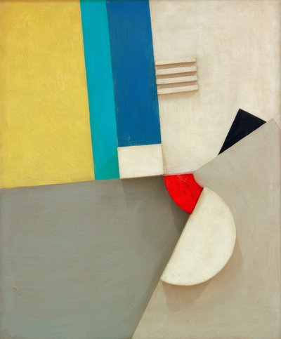 Reliefi punaisella segmentillä tekijältä Kurt Schwitters