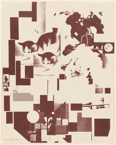 Nimetön, nro 5/6 portfoliosta Merz 3. Kurt Schwitters 6 litografiaa. Merz-kansio. Merz-kustannusyhtiön ensimmäinen portfolio (Merz 3. Kurt Schwitters 6 lithos. Merz Portfolio. Merz-kustantajan ensimmäinen portfolio) tekijältä Kurt Schwitters