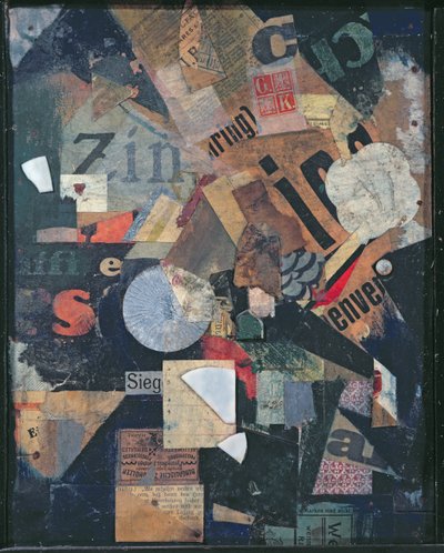 Voitto (öljy ja kollaasi sanomalehdissä) tekijältä Kurt Schwitters
