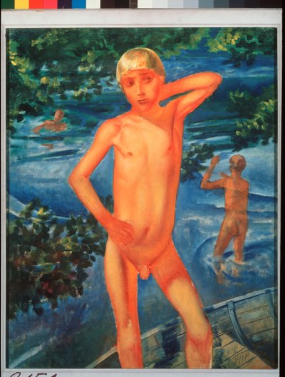 Pojat uimassa. Kuzma Sergeevich Petrov Vodkin (Petrov-Vodkin) (Kouzma Petrov Vodkin) (Petrov-Vodkin) (1878-1939), öljy kankaalle tekijältä Kuzma Sergeevich Petrov Vodkin