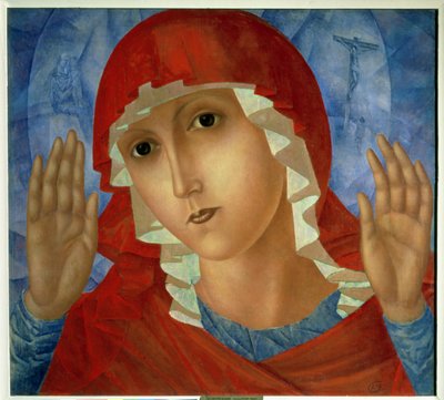 Jumalan äiti: Julmien sydänten hellyys, 1914-15. tekijältä Kuzma Sergeevich Petrov Vodkin