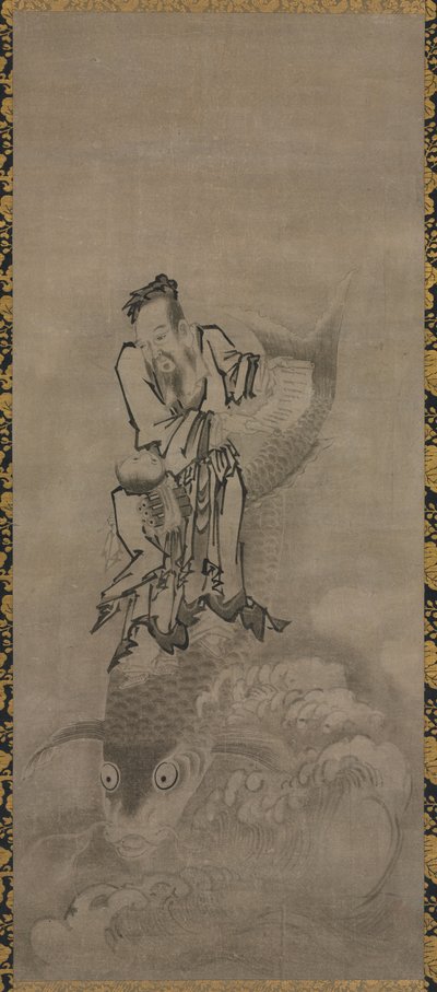 Hotei Daoist Immortalsin kanssa: Immortal Riding Carp tekijältä Kyūseki Tomonobu